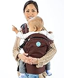 Mo+m Ergonomic Baby Sling Carrier w/ Mesh Cooling Vent, Hood & Pockets (Chocolate Brown)