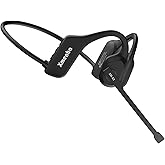 Bluetooth Phone Headset Wireless Bluetooth with Noise Cancelling Microphone, Open Ear Air Conduction Bluetooth Headphones with Mic for Work, PC, Laptop, Truckers, Cell Phone, Truck Drivers,Sports