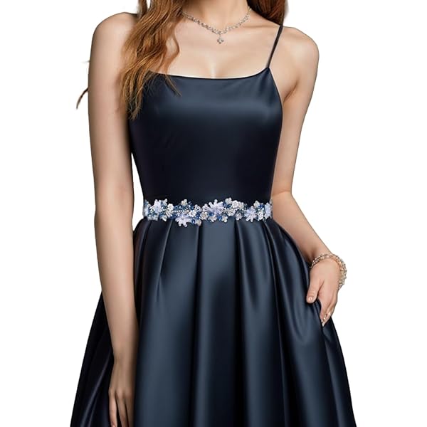 navy blue wedding dress belt YouLaPan Ladies Dress Belt Navy Blue Rhinestone Elegant Wedding Belt