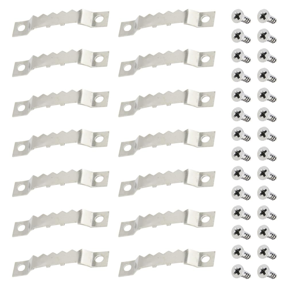 Hocansen 100 PCS Sawtooth Picture Hangers Double Hole with Screws Frame Hanging Hangers for Home Picture Frame Decoration Hanging (Silver/XK-JC)