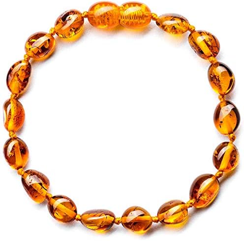 Amber Anklet Bracelet/Premium Authentic 100% Baltic Amber/Polished Knotted Amber Beads - Natural Certificated Extra Safe Handmade Jewellery with The Guaranteed - Various Sizes
