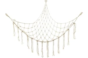 Creamy White Stuffed Animal Hammocks Corner Stuffy Storage Net for Plush Nursery Bedroom and Playroom Cow Toys Display Rack W