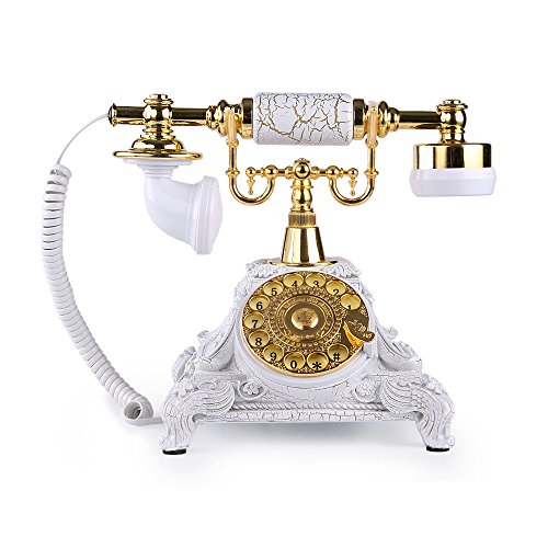 LNC Retro Vintage Antique Style Rotary Dial Desk Telephone Phone Home Living Room Decor