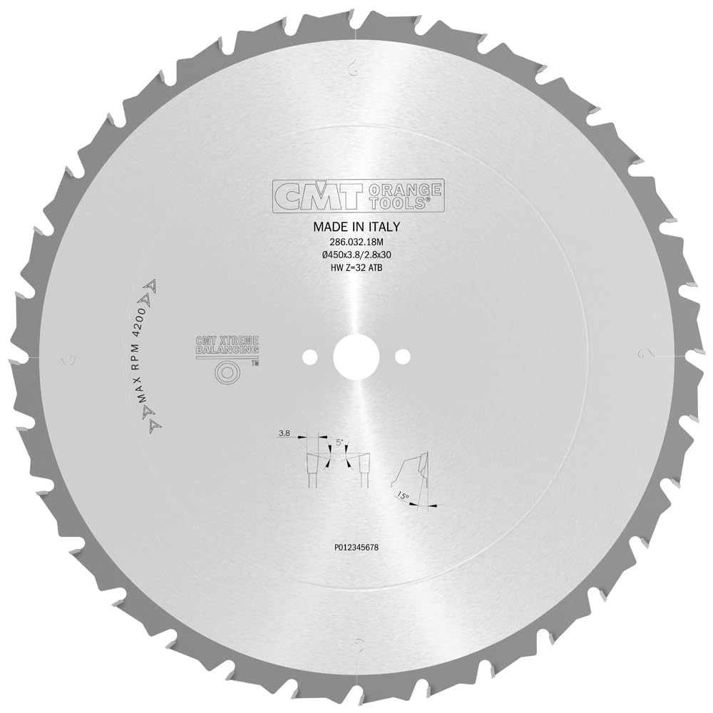 CMT Orange Tools 286.032.18 M – Saw Blade for Building 450X3.8X30 Z=32 5'ATB
