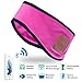 Mydeal Lightweight Wireless Bluetooth Headband with Headphone Headset Earphone Stereo Speakers Mic Hands Free for Gym Fitness Exercise Outdoor Sport,Compatible with iPhone Android Cell Phones - Rose