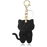 Yonuni Leather Cat Keychain with 3-Layer Design, Bag Charm | Thickened PU Leather, Handmade, Oil Edge Treatment, Skin-Friendly Gold Plating, Handbag &amp; Purse, Car Keys, Gift For Cat Lover