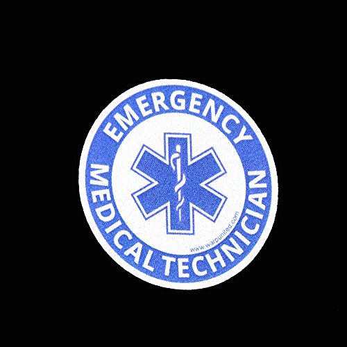 4-Pack 2 inch Reflective EMT Round Sticker for Emergency Medical Technician on Helmet, Equipment, Vehicle Waterproof Disinfectable Decal Small