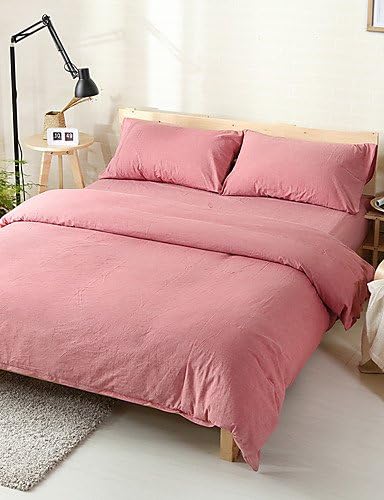2016 MEIREN Dovet cover sets Pink Washed Cotton Bedding Sets Queen King Size Bedlinens 4pcs Duvet Cover Set , king