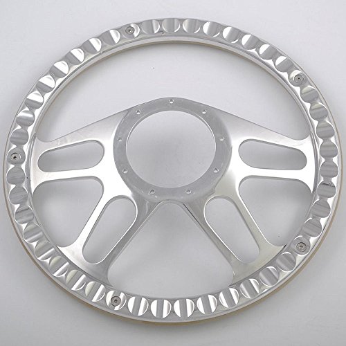 Flashpower 14'' Billet 4-slot Half Wrap 9 Bolts Steering Wheel with 2'' Dish and Horn Button (Walnut Wood)