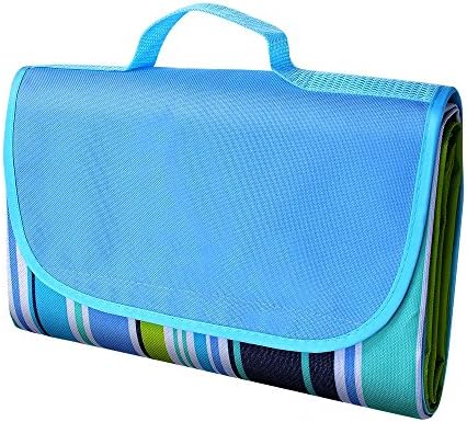 TGY Family Picnic Blanket with Tote Large Outdoor Camping Waterproof Picnic Mat Blue