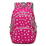 Dog Pawprint Cat Fingerprint Backpack for Elementary or Middle School Girls (Rose)