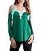 ZANZEA Ladies Off Shoulder Lace Crochet Hollow Long Sleeve Loose Blouse Tops (16, Green)