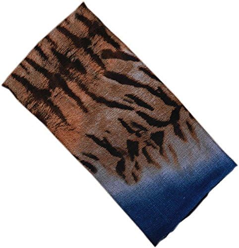 Bettyhome Fashion Girls Gradient Tiger Stripes Pattern Voile Women's Large Beach Scarf Shawl Lightweight 70.87 inch x 35.43 inch (navy blue)