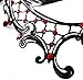 Signstek Glossy Metal Filigree Phantom Half Eye Mask for Venetian Masquerade (Black/Red Stones)