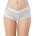 Women's Sexy Lingerie Lace Boyshorts Panties Underwear Breathable Slim Traceless Transparent Under Shorts Pants (XL, White)