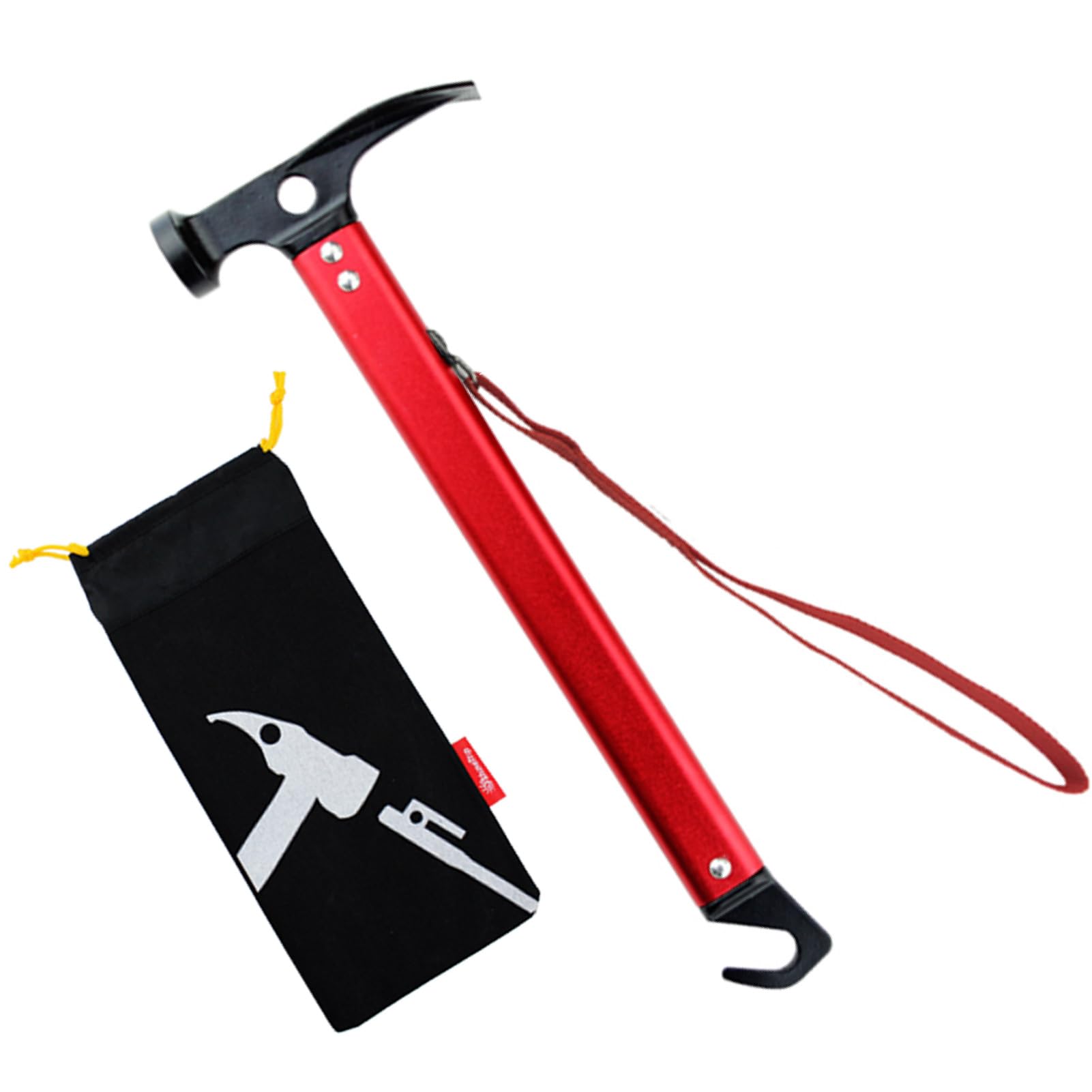 Azarxis Camping Hammer Camping Mallet with Peg Remover Tent Peg Stake Puller Heavy Duty Lightweight Aluminum Portable Multi-function for Outdoor Picnic Hiking Backpacking (Red)