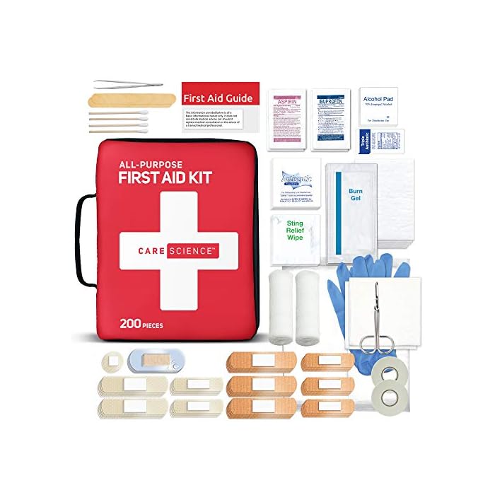 Care Science First Aid Kit All Purpose, 200 Pieces | Professional Use for Travel, Work, School, Home, Car, Survival…