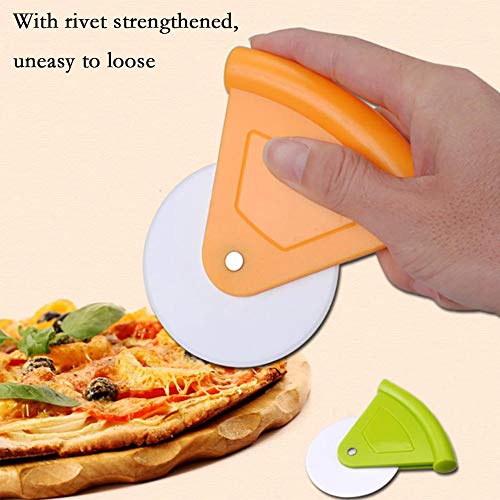 Neepanda Plastic Pizza Cutter Wheel Pizza Rocker Cutter Pizza Wheel Slicer Tools for Pizza, Pie, Bread, Vegetables Dishwasher Safety (2 Pack, Yellow & Green)