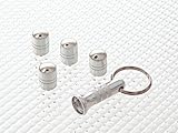 Richbrook 'Spinning' Anti-Theft Lockable Aluminium Tire Valve Stem Caps (Pack of 4 + Lock) (Silver)