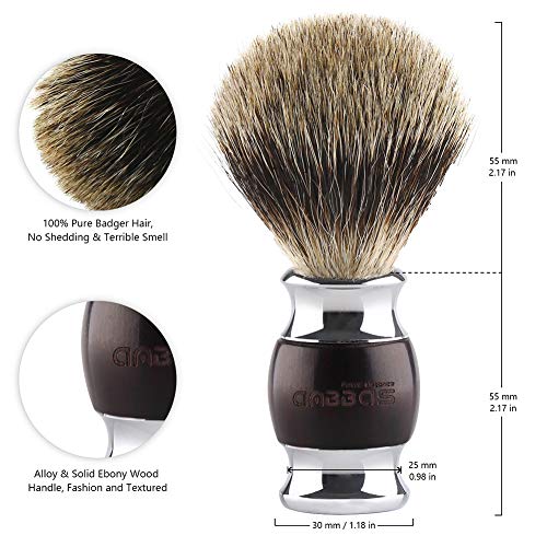 Shaving Brush Set, Best Badger Hair Shaving Brush and Stand Kit, Wood Alloy Long Handle and Chrome Holder for Double Edge Safety Razor Shaving Razor Men Gift Idea by Anbbas