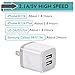 USB Wall Charger USINFLY 3-Pack 2.1A/5V Universal Dual USB Wall Charger Power Adapter Charging Plug Cube for iPhone 8 7 6 6S Plus 5S, Samsung Galaxy S5 S6 S7 Edge, iPad, iPod, LG, HTC, Nokia