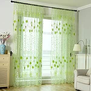 MNCV Cortinas Ventana translúcidas Tul Estampado (1 m * 2 m Alto