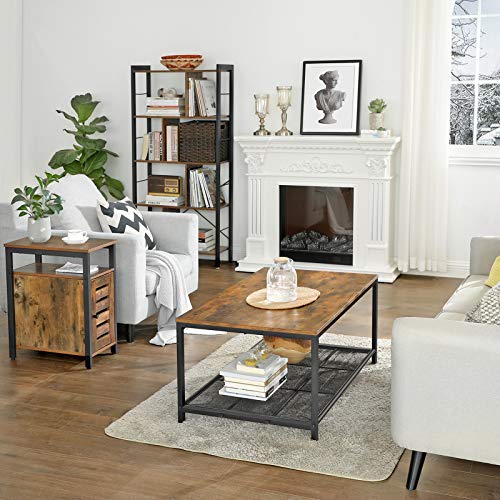 VASAGLE Lowell Side Table, Multipurpose Storage with Open Shelf