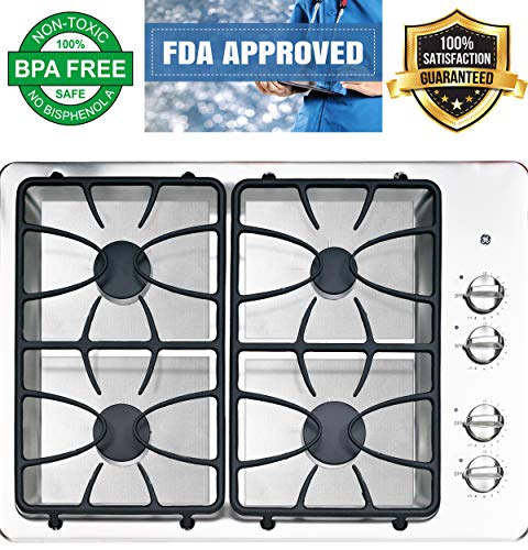 Gas Range Stove Burner Covers (4 Pack Set) Heat-Resistant, Non-Stick Cooking Surface Protectors | PTFE-Coated Fiberglass | Reusable, Easy Clean Kitchen Accessory (Silver) - Thumbnail 6