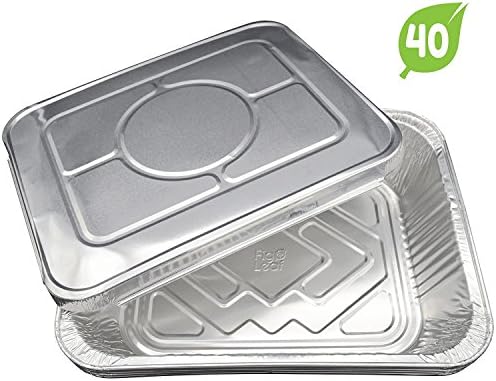 (40 Pack) Aluminum Disposable Half Size Deep Chafing Pans with Lids l Size 9" x 13" Premium Foil Steam Pan Oven-Safe Durable Sturdy To-Go l Top Choice for Roasting Potluck Catering Party BBQ