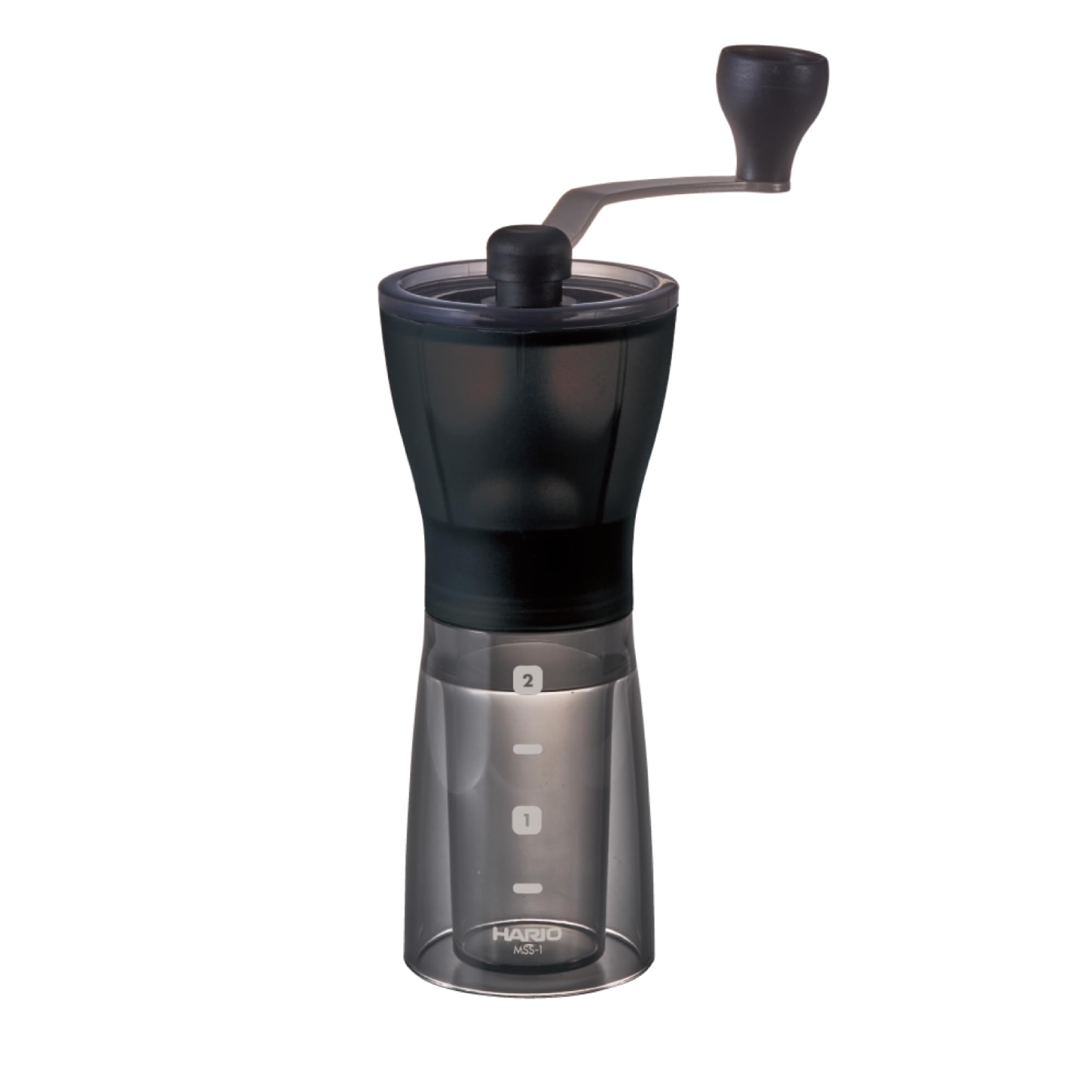 Hario, Transparent Black Mini Mill Plus | Compact & Adjustable Hand Coffee Grinder with Ceramic Burrs, Plastic,24g