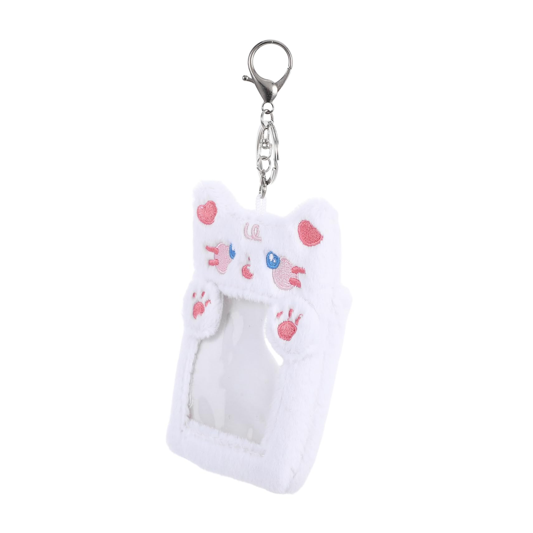 Kisangel 5.3 Inch Plush Card Holder with Detachable Keychain - Machine-Washable Polyester ID Badge Organizer for Students, Nurses, Office Workers