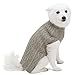 Blueberry Pet Classic Wool Blend Cable Knit Pullover Dog Sweater in Grey Sand, Back Length 16