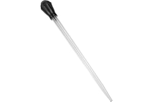 Filhome 18.7in Long Turkey Baster for Aquarium, 50ml Long Pipette for Fish Tank Coral Food Feeder Syringe Aquarium Water Changer Siphon for Marine Fish Reef Aquatic Plant Spider, Black