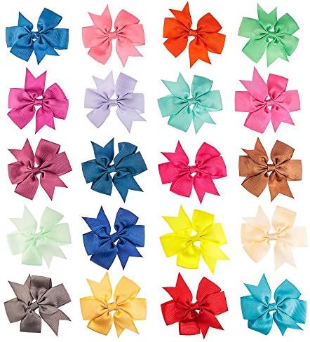 Cute Hair Bows, Baby Girls Ribbon Hair Bow Clips Headbands 20 PCs 3 inch Barrettes For Girl Teens Kids Babies Toddlers by Avando