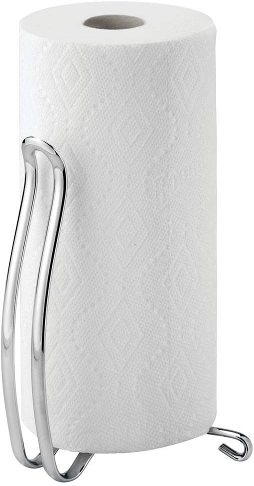 mDesign Modern Metal Vertical Paper Towel Holder Stand and