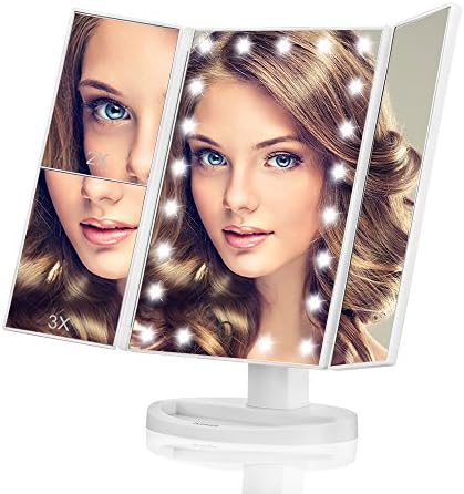 butyface Makeup Mirror, Vanity Mirror with Lights, Touch Screen 21 LED Lighted Makeup Mirror with 1X/2X/3X and Removable 10X Magnification