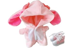 niannyyhouse Rabbit Clothes 20cm(7.8in) Plush Doll Clothes Onesies + Shoe 2-Piece Set Pink Pajamas (Pink)