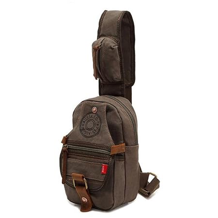 2016 New Mens Small Canvas Sling Chest Bag Multi-pockets Casual Backpack - army green