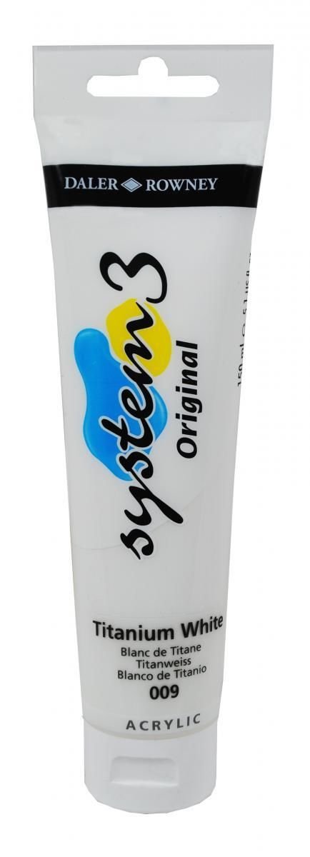 Daler Rowney System 3 Original Acrylic Paint 150ml Tubes - Titanium White