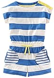Fiream Girls Summer Shortsleeve Cotton Striped jumpsuitss(1002TZ,4T)