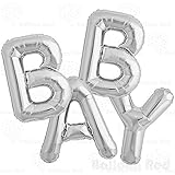 40 Inch Jumbo Helium Foil Mylar Balloons Bouquet (Premium Quality), Glossy Silver, Letters BABY
