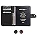 RFID Blocking Leather Travel Passport Holder With Snap, Bifold Wallet For Men And Women, Black