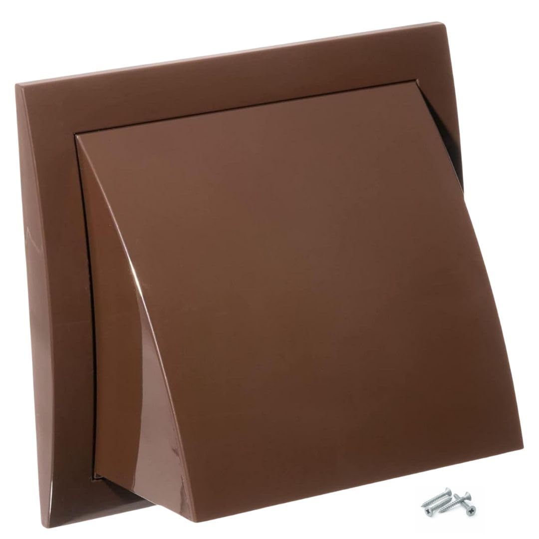 Steinberg14 Brown 100mm / 4'' Plastic Cowled Hooded Air Ventilation Wall Grille with Round Spigot and Wind Baffle Backdraught Shutter