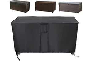 Kingling Deck Box Cover, Outdoor Storage Box Cover for Keter 110 Gallon Deck Box, Waterproof Outside Patio Storage Bench Deck Boxes Covers Black (51" L x 28" W x 25" H)