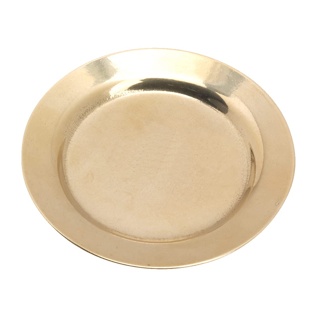 NKlaus Ø11cm brass candle plate gold deco plate with rim handwork coaster 10487