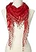 Cindy and Wendy Lightweight Triangle Floral Fashion Lace Fringe Scarf Wrap for Women (Red)