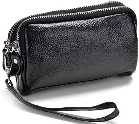 Sannea Women's Faux Leather Wristlet Bag Double Zippered Organizer Clutch Wallet Purse