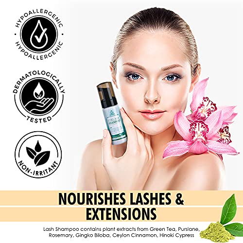Eyelash Extension Shampoo Forabeli + Brush + Wand 50ml / Eyelid Foaming