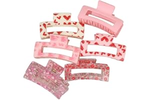 6 Pcs Multicolor Minimalist Heart Square Hair Claw Clips For Women And Girls - Cute Non-Slip Hair Accessories For Casual Outi
