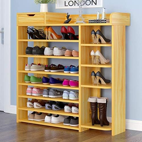 Hua Hua Furniture Shoe Rack, 8-Tier MDF Storage Organiser Shelves Hold up to 25 Pairs Shoes,for Bathroom,Living Room and Corrido (Color : Walnut Color)